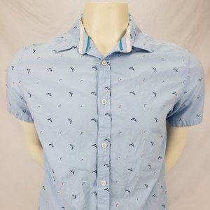 Denim & Flower Men's Casual Shirt Dolphin Print M